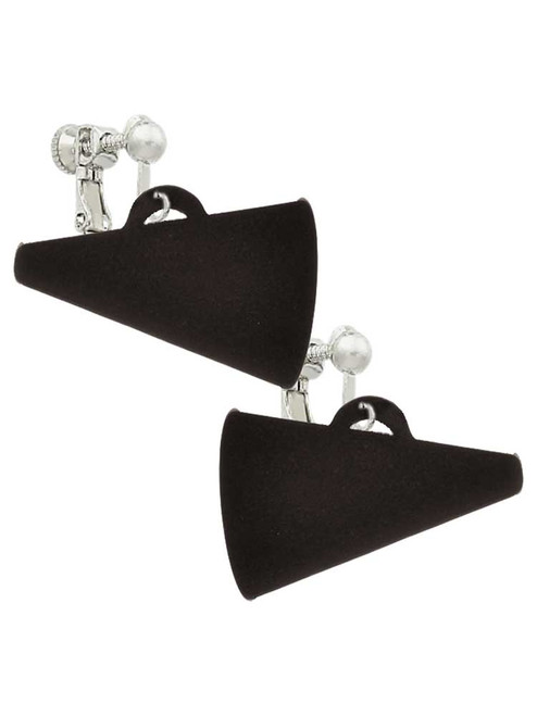 Acrylic 1.25" Black Megaphone Clip On Earrings