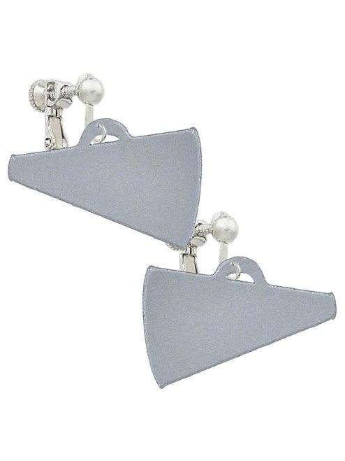 Acrylic 1.25" Silver Tone Megaphone Clip On Earrings