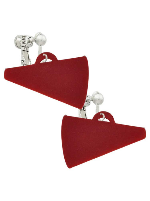 Acrylic 1.25" Maroon Megaphone Clip On Earrings