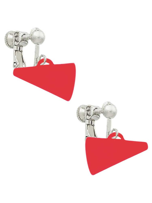 Acrylic 3/4" Red Megaphone Clip On Earrings