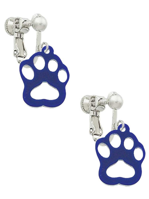 Acrylic Small Paw Blue Clip On Earrings