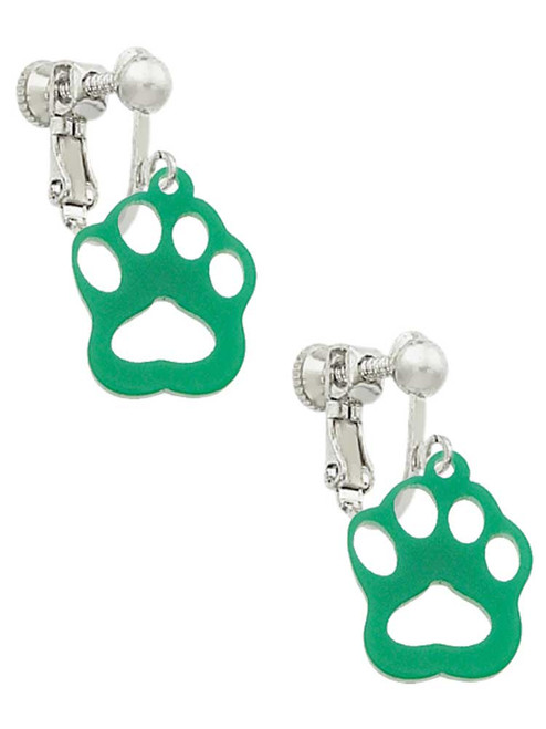 Acrylic Small Paw Green Clip On Earrings