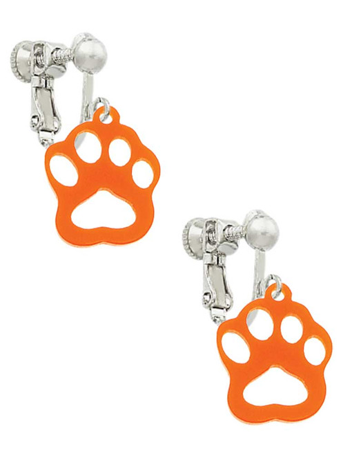Acrylic Small Paw Orange Clip On Earrings