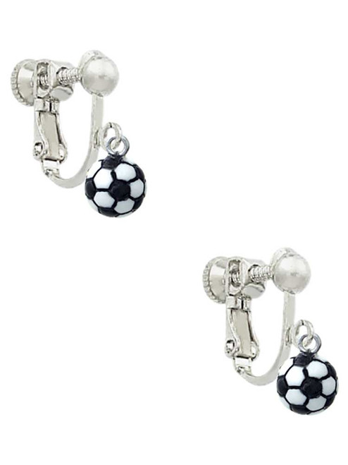 Resin Soccer ball Clip On Earrings