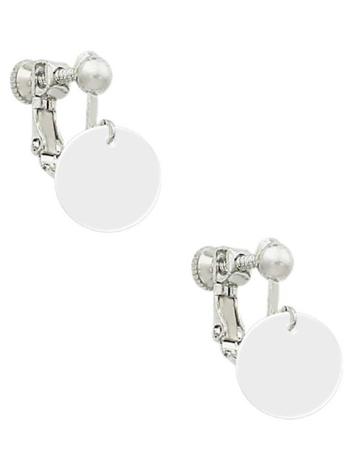 Acrylic 1/2" Disc Imitation Pearl Clip On Earrings