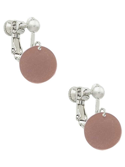 Acrylic 1/2" Disc Rose Gold Tone Clip On Earrings