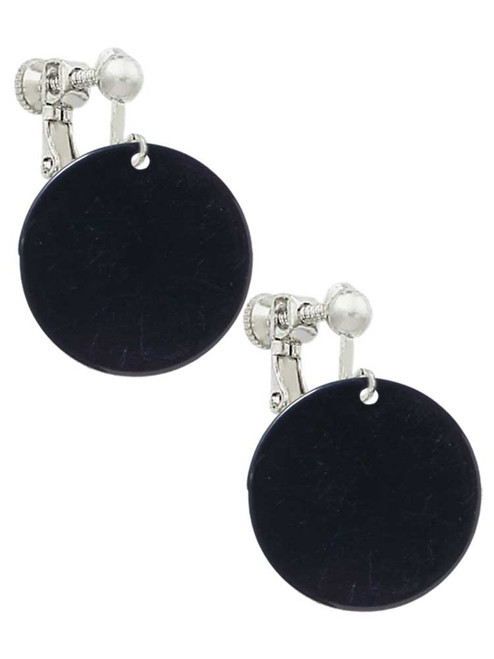 Acrylic 7/8" Disc Black Clip On Earrings