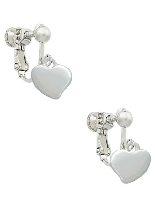 Small 2-D Puffy Heart Clip On Earrings