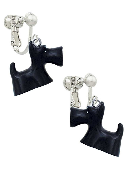 Resin Black Scottie Dog Clip On Earrings