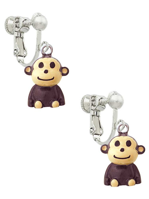 Resin Monkey Clip On Earrings