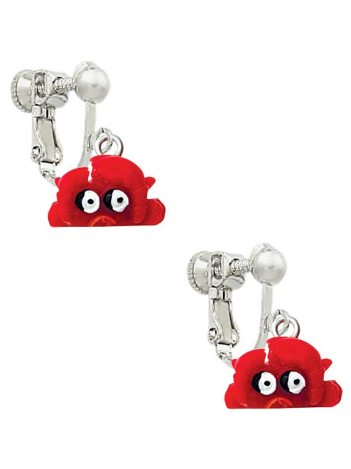 Resin Red Crab Clip On Earrings