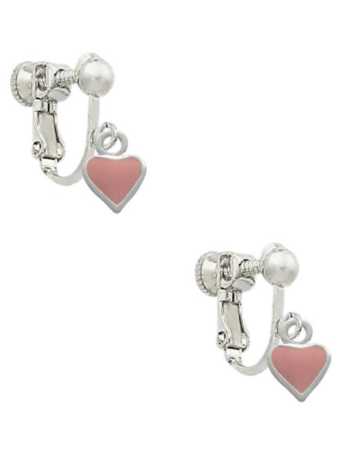 Mini Two Sided Pink Heart Clip On Earrings