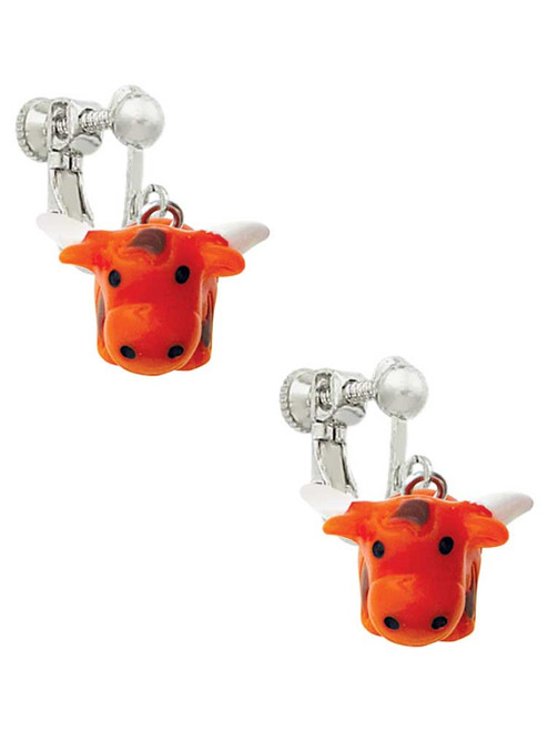 Resin Longhorn Clip On Earrings
