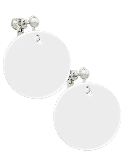 Acrylic 1 1/8" Disc Imitation Pearl Clip On Earrings