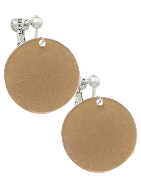 Acrylic 1 1/8" Disc Gold Tone Clip On Earrings