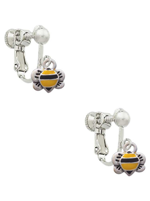 Mini Bumble Bee Clip On Earrings