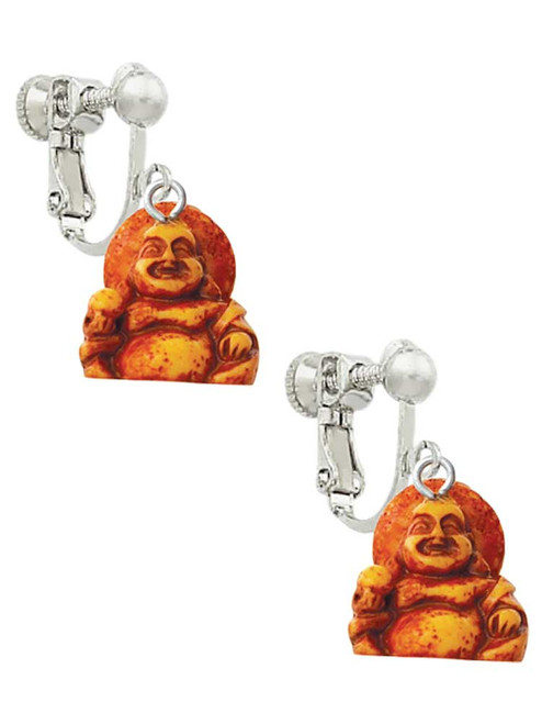 Resin Laughing Buddha Clip On Earrings