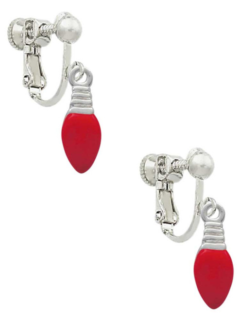 Red Christmas Light Clip On Earrings