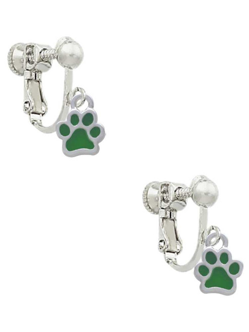Mini Translucent Green Paw Clip On Earrings