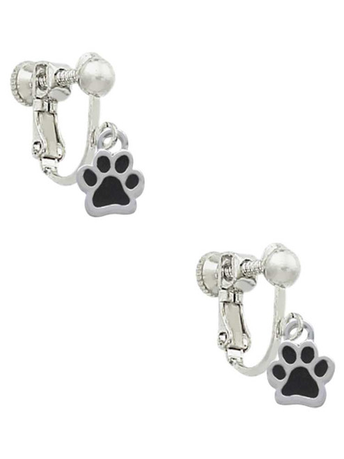 Mini Translucent Black Paw Clip On Earrings