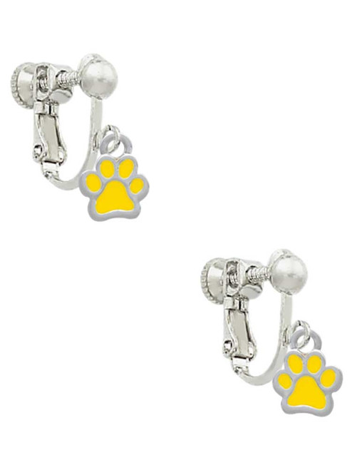 Mini Translucent Yellow Paw Clip On Earrings