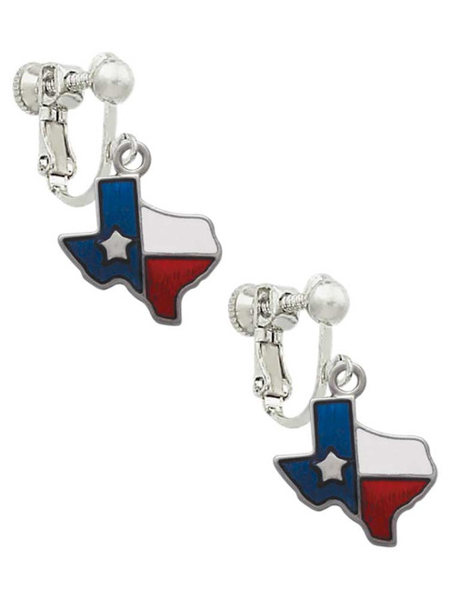 Texas - Lone Star Glass Clip On Earrings