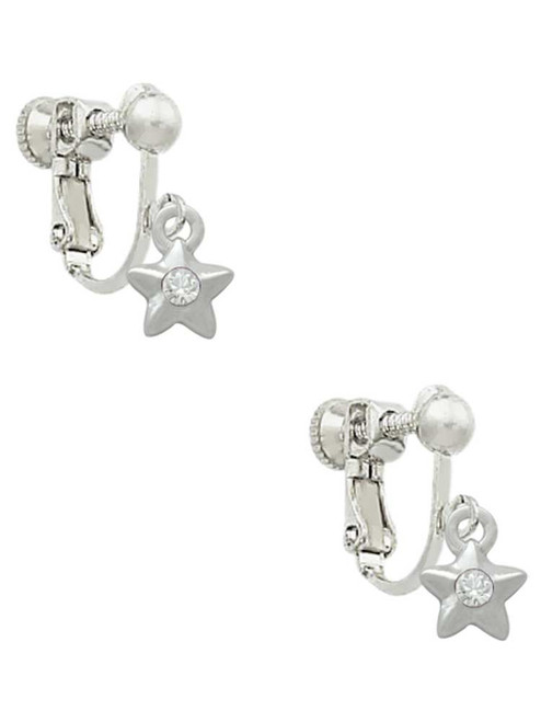 Mini Star with Clear Crystal Clip On Earrings