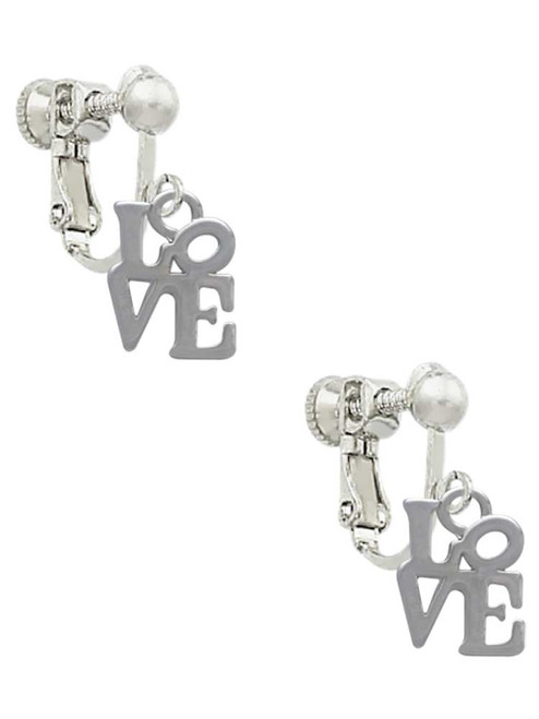 Mini Love in Square Clip On Earrings
