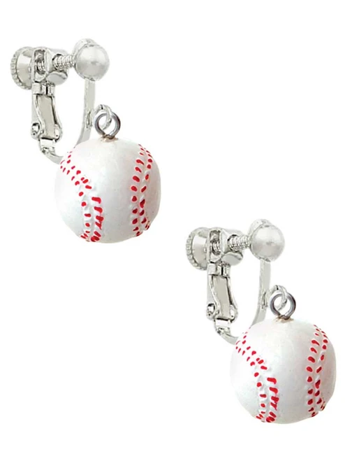 Resin 1/2" Baseball Clip On Earrings
