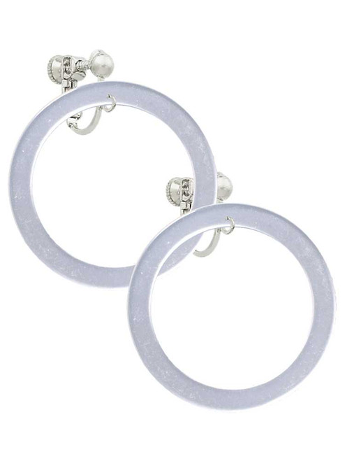 Acrylic 1 1/2" Ring Imitation Pearl Clip On Earrings