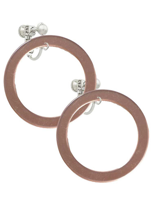 Acrylic 1 1/2" Ring Rose Gold Tone Clip On Earrings