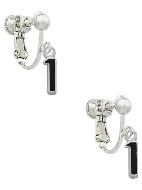Black Number - 1 Clip On Earrings