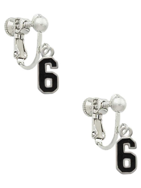 Black Number - 6 Clip On Earrings