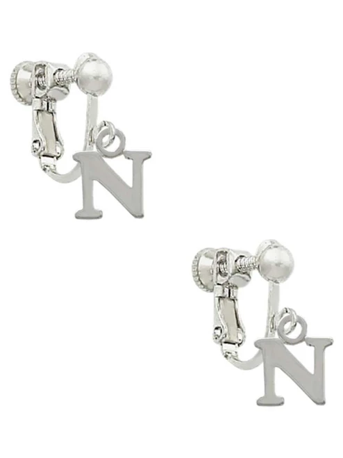 Small Greek Letter - Nu - Clip On Earrings