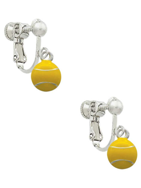 Mini Enamel Tennis Ball Clip On Earrings
