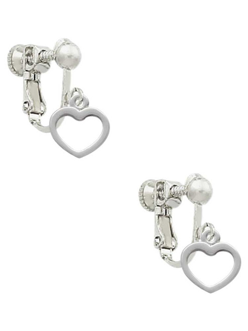 Mini Outline Heart Clip On Earrings