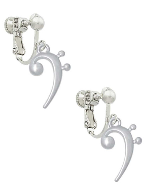 Bass Clef Clip On Earrings