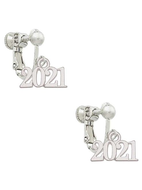 Horizontal Year 2021 Clip On Earrings