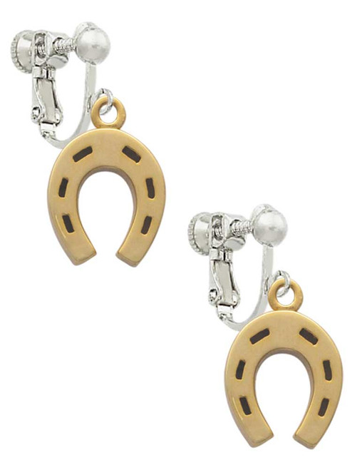 Gold Tone Horseshoe Clip On Earrings