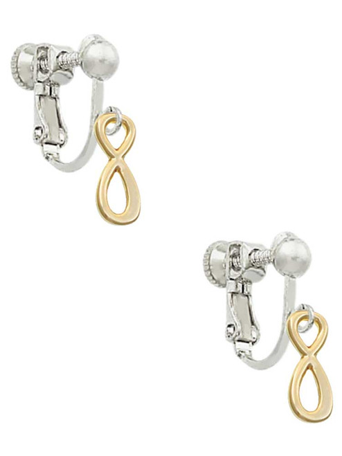 Small Elegant Gold Tone Infinity Sign Clip On Earrings