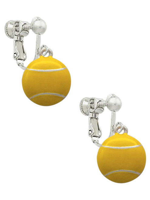 Large Tennis Ball Clip On Earrings
