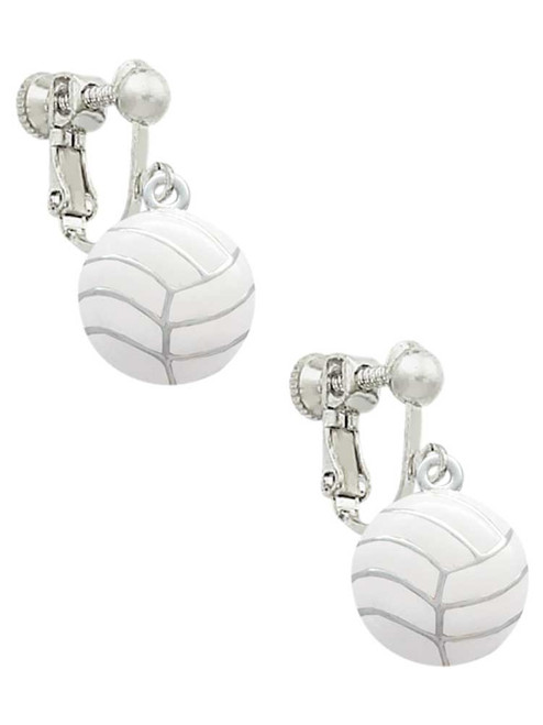 Large Volleyball Clip On Earrings