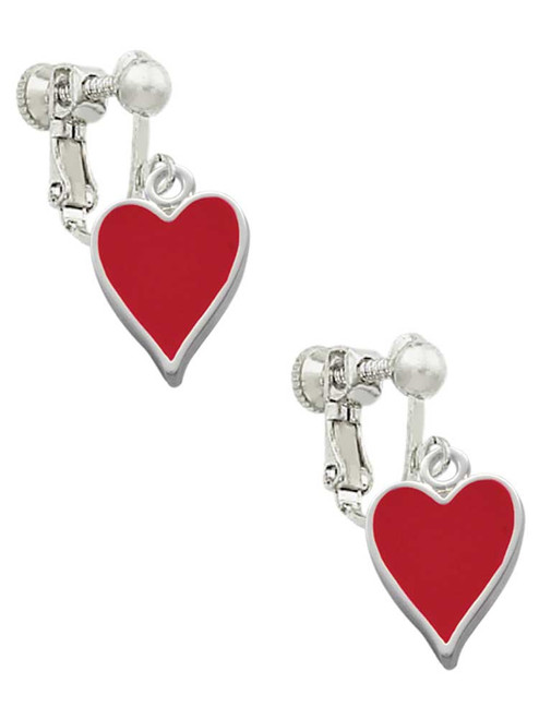 Card Suit - Heart Clip On Earrings