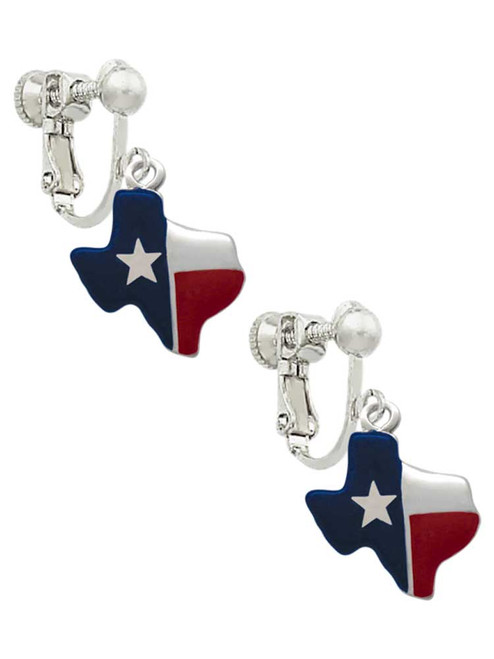 Red and Blue Texas Clip On Earrings