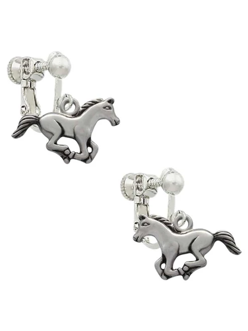Running Horse Clip On Earrings