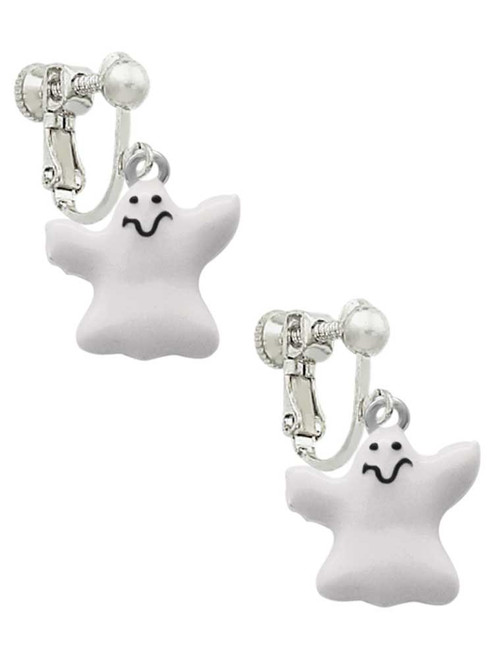 White Ghost Clip On Earrings