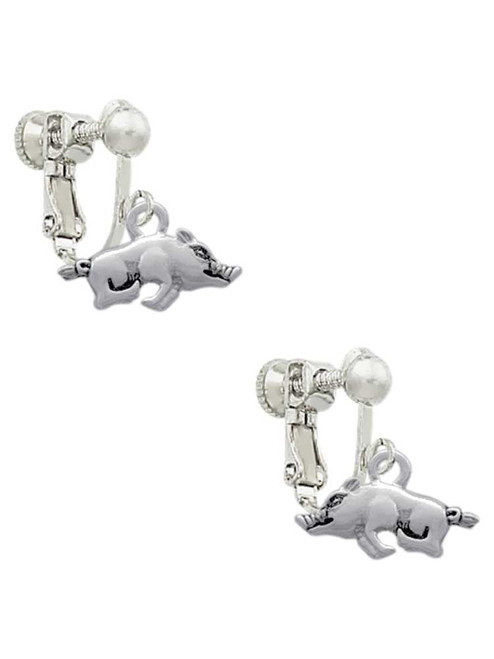 Antiqued Razorback Clip On Earrings