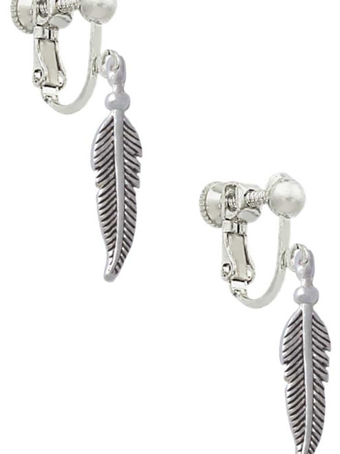 Small 3-D Feather Clip On Earrings