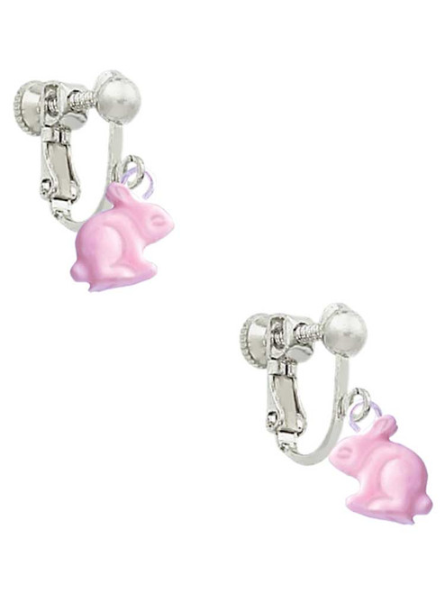 Mini Pink Bunny Clip On Earrings