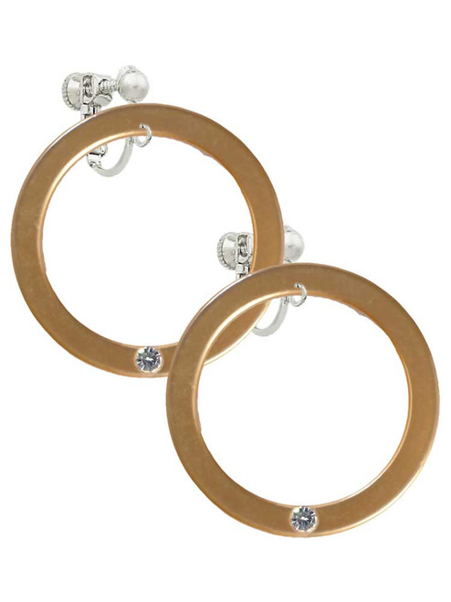 Acrylic 1 1/2" Ring with 4mm Crystal Gold Tone Clip On Earrings